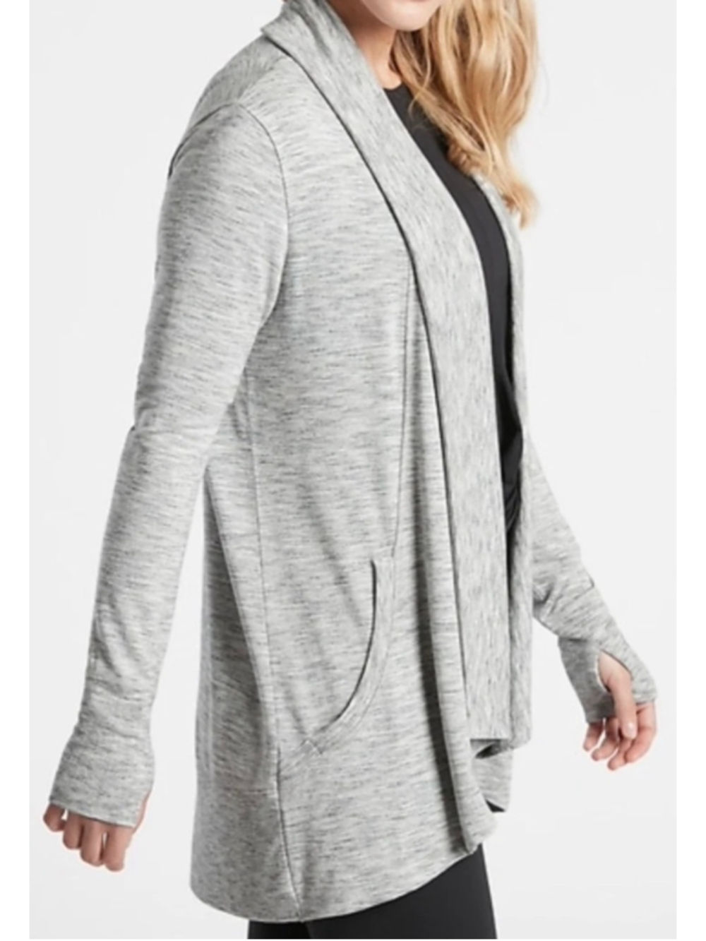 Women's Athleta Marl Grey Cardigan Sweater Size S